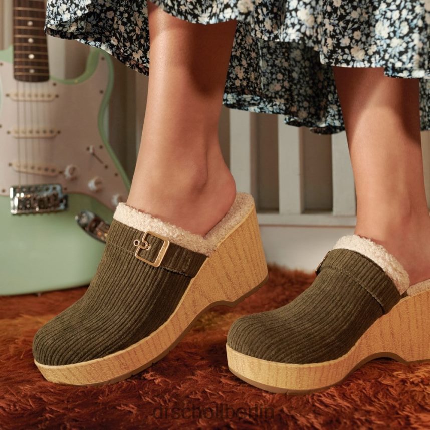 Olivfarbener Cord Pixie-Clog RXP6XD248 Dr. Scholl's unisex