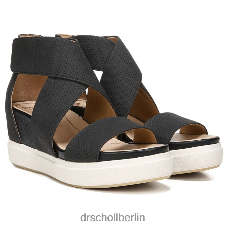 schwarz glatt Sandale Sheena mit Keilabsatz RXP6XD128 Dr. Scholl's unisex