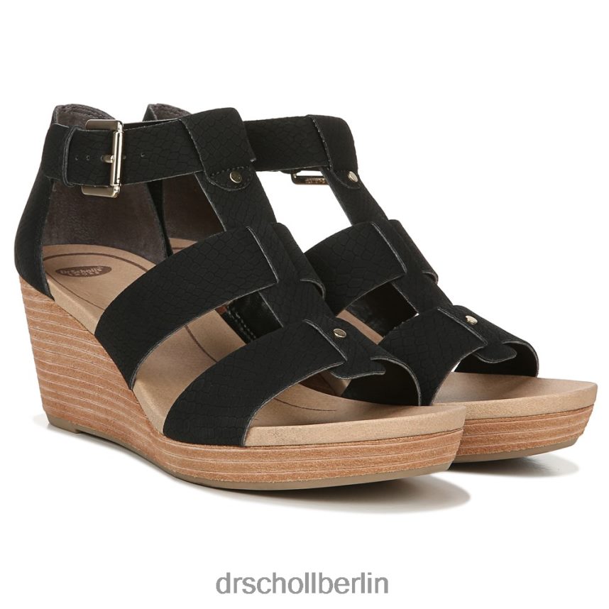 schwarzer Schlangendruck Barton Keilsandalette RXP6XD165 Dr. Scholl's unisex