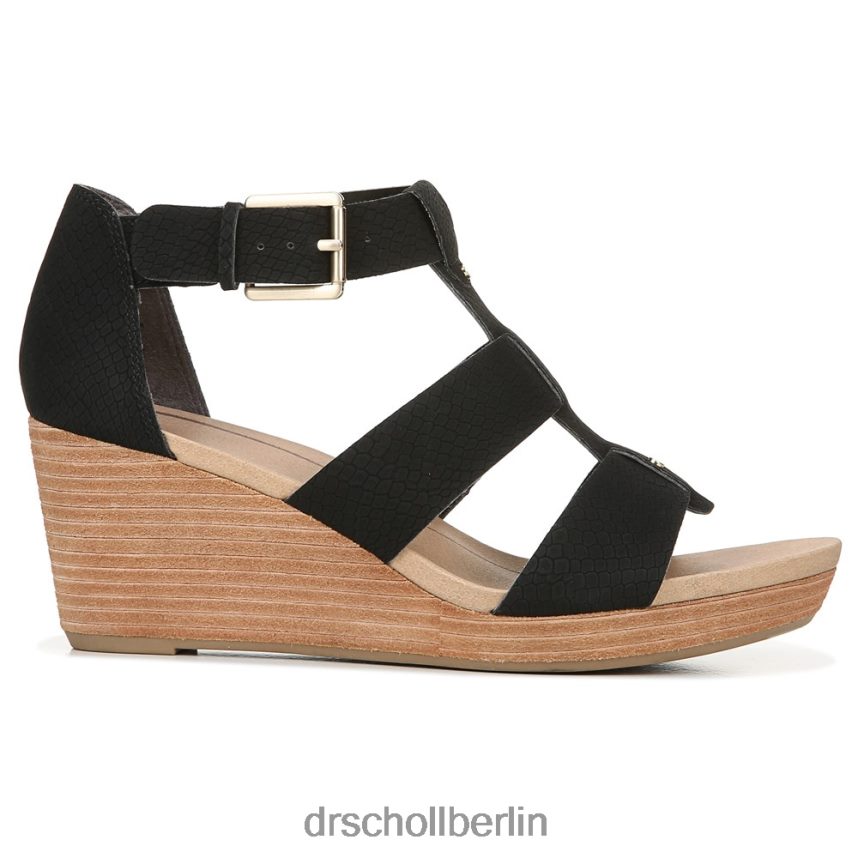 schwarzer Schlangendruck Barton Keilsandalette RXP6XD165 Dr. Scholl's unisex