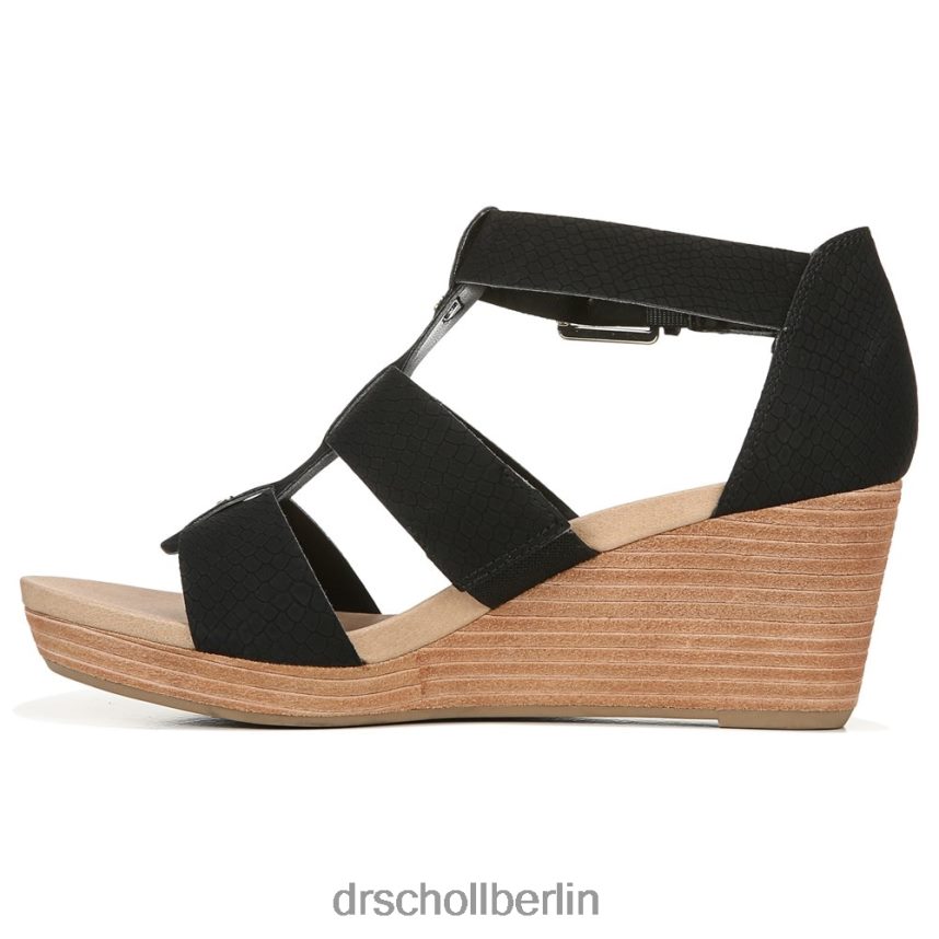 schwarzer Schlangendruck Barton Keilsandalette RXP6XD165 Dr. Scholl's unisex